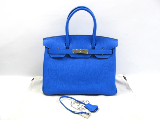 エルメス バーキン30(トリヨンクレマンス/ブルーイドラ/シルバー金具)